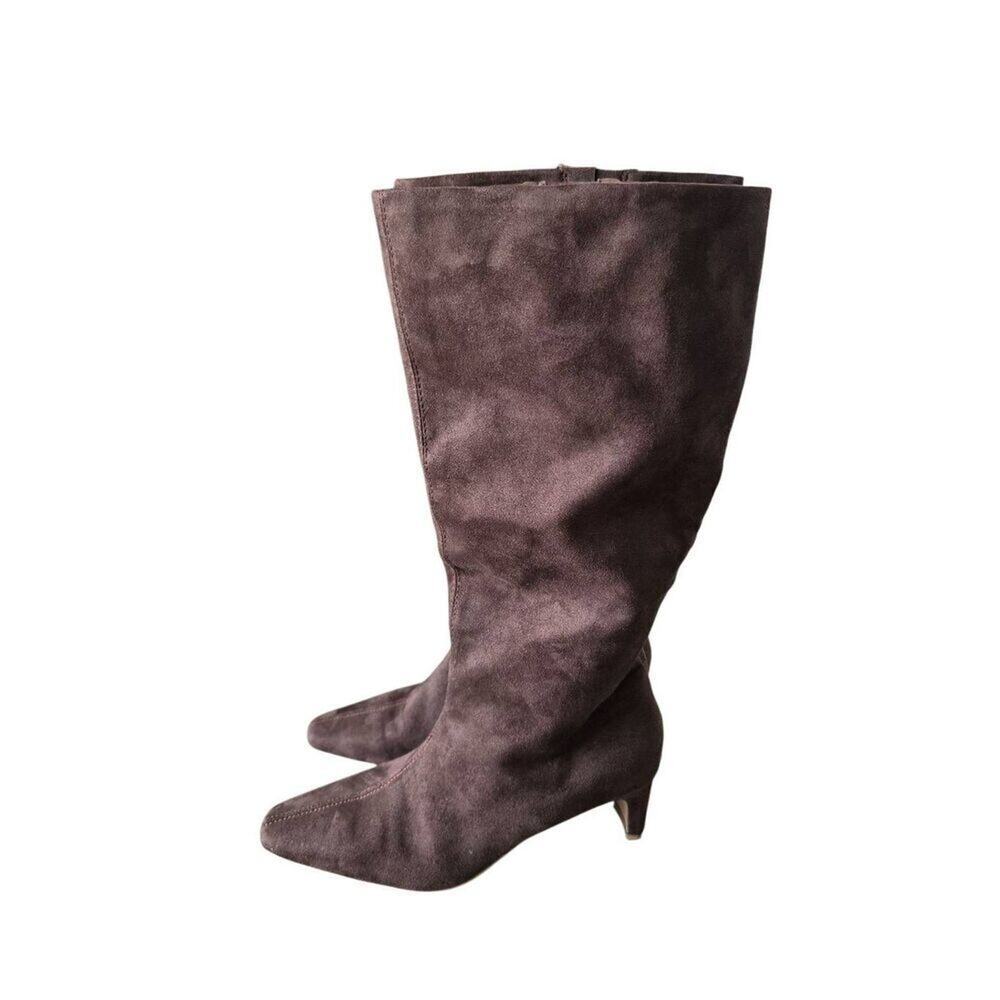 Seychelles Tall Boots Brown Textile Upper Kitten Heel Size 6.5 Pull On Style NEW